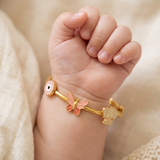 EvilEye-Pink-Butterfly-Elephant-92.5 Silver adjustable kids bangle
