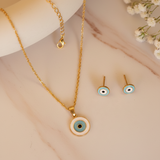 Evil eye enamel 92.5 silver necklace set
