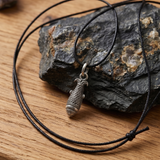 Fish 92.5 Silver Black Cord Necklace For Men