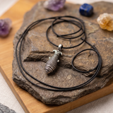 Fish 92.5 Silver Black Cord Necklace For Men