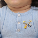 Giraffe and Evil Eye 92.5 silver Safety Pin Brooch for Kids