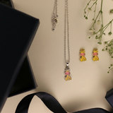 Giraffe enamel 92.5 silver necklace set