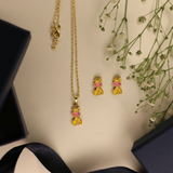 Giraffe enamel 92.5 silver necklace set