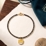 Cub 92.5 silver kids Black Beads Anklet