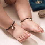 Dog 92.5 silver kids Black Beads Anklet