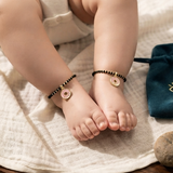 Donut 92.5 silver kids Black Beads Anklet