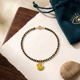 Duck 92.5 silver kids Black Beads Anklet