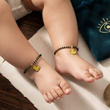 Duck 92.5 silver kids Black Beads Anklet