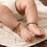 Giraffe 92.5 silver kids Black Beads Anklet