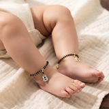 Guitar 92.5 silver kids Black Beads Anklet