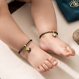 Hamsa 92.5 silver kids Black Beads Anklet