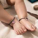 Mickey 92.5 silver kids Black Beads Anklet