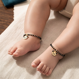 Panda 92.5 silver kids Black Beads Anklet
