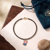 Peppa Pig 92.5 silver kids Black Beads Anklet