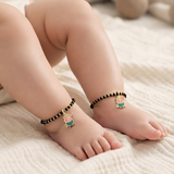 Peppa Pig 92.5 silver kids Black Beads Anklet