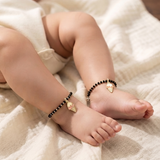 Softy 92.5 silver kids Black Beads Anklet