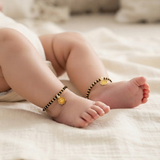 Sun 92.5 silver kids Black Beads Anklet