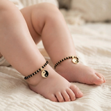 Yin Yang 92.5 silver kids Black Beads Anklet
