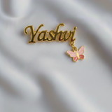Customized name butterfly 92.5 silver brooch