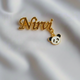 Customized name panda 92.5 silver brooch