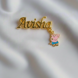 Customized name peppa pig 92.5 silver brooch