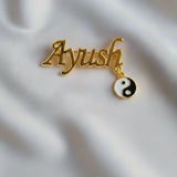 Customized name yin yang 92.5 silver brooch