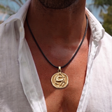 Sagittarius Coin 92.5 Silver Black Cord Necklace For Men