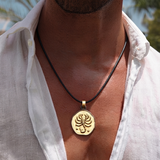 Scorpio Coin 92.5 Silver Black Cord Necklace For Men