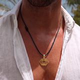 Third Eye Chakra 92.5 Silver Black Cord Necklace For Men