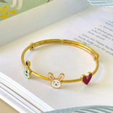 Guitar-Bunny-Heart-92.5 Silver adjustable kids bangle