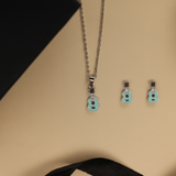 Guitar enamel 92.5 silver necklace set