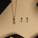 Guitar enamel 92.5 silver necklace set