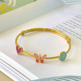 Heart-Butterfly-Initial-Blue-92.5 Silver adjustable kids bangle
