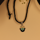 Hamsa black thread 92.5 silver nazarbattu