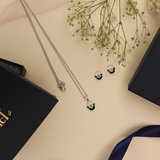 Hamsa enamel 92.5 silver necklace set