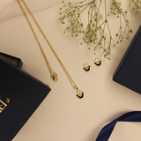 Hamsa enamel 92.5 silver necklace set