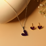 Heart enamel 92.5 silver necklace set