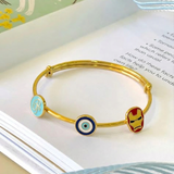 Initial-Blue-Evileye-Ironman-92.5 Silver adjustable kids bangle
