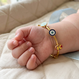 Initial-Blue-Evileye-Ironman-92.5 Silver adjustable kids bangle