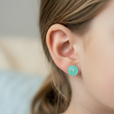 initial blue 92.5 silver ear studs