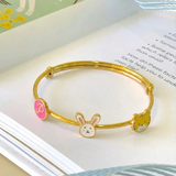Initial-Pink-Bunny-Cub-92.5 Silver adjustable kids bangle