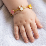 Initial-Pink-Bunny-Cub-92.5 Silver adjustable kids bangle
