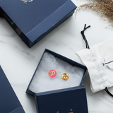 initial pink 92.5 silver lapel pin