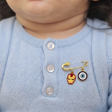 Ironman and Evil Eye 92.5 silver Safety Pin Brooch for Kids