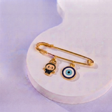 Labubu and Evil Eye 92.5 silver Safety Pin Brooch for Kids