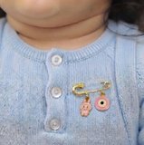 Labubu Pink and Evil Eye Pink 92.5 silver Safety Pin Brooch for Kids