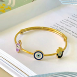 Labubu-Purple-Evileye-Hamsa-92.5 Silver adjustable kids bangle