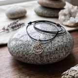 Lotus 92.5 Silver Black Cord Necklace For Men