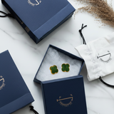 Malachite clover 92.5 silver ear studs