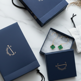 Malachite clover 92.5 silver threader earrings